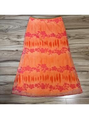 UNIF Orange Floral Maxi Skirt Y2K Festival